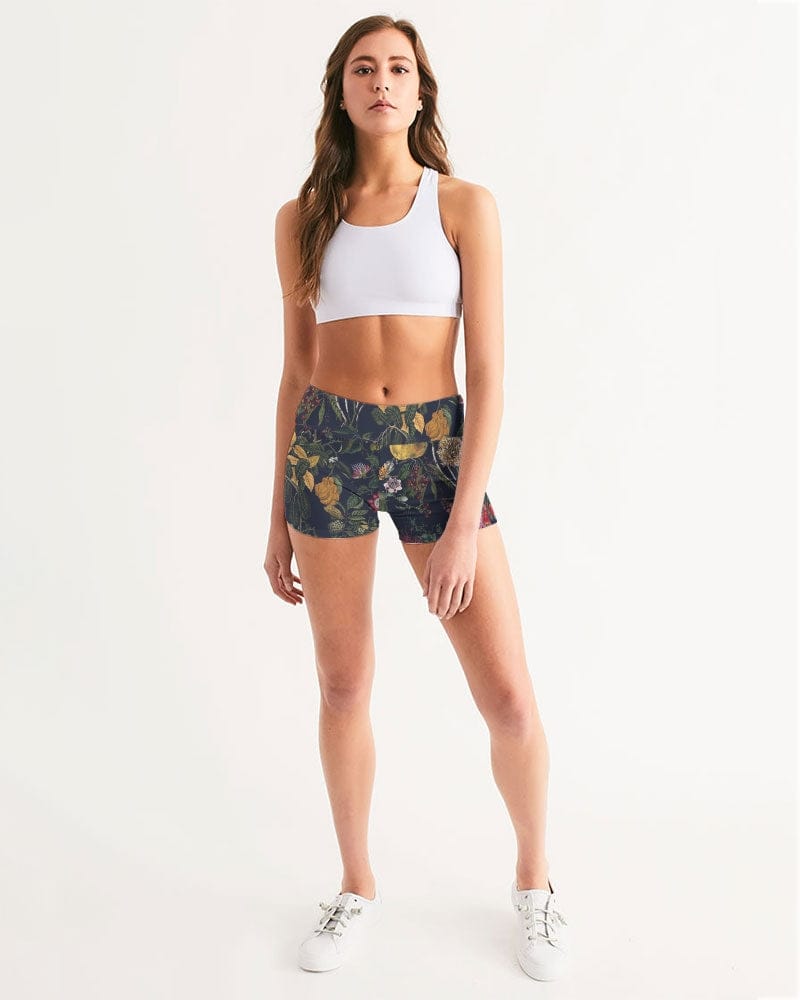 Activewear Exotica Flowers Women's All-Over Print Mid-Rise Yoga Shorts