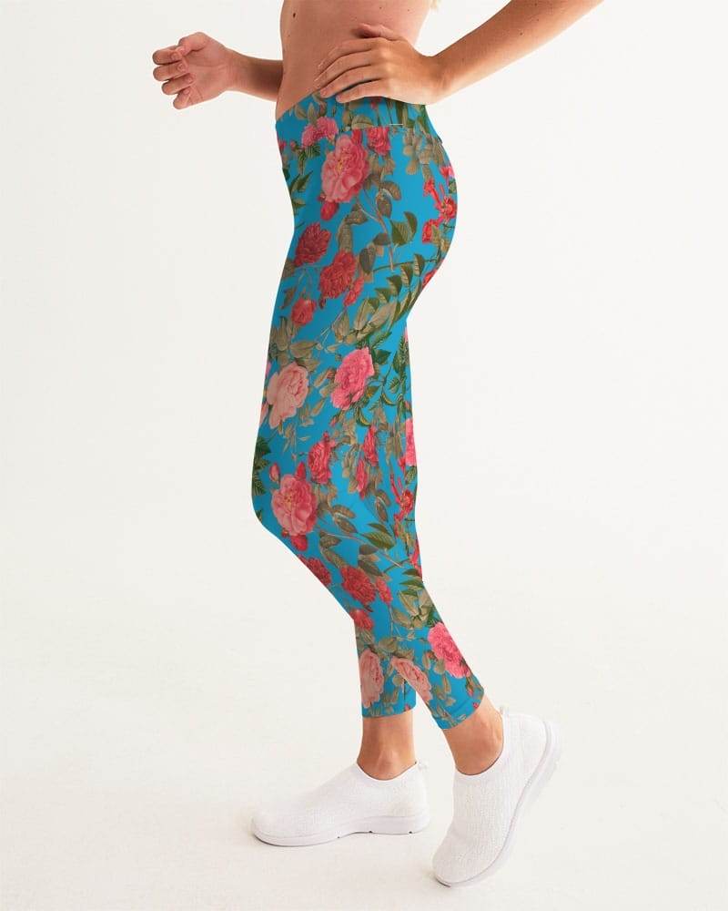 Activewear Fun Blue Roses Women's All-Over Print Yoga Pants