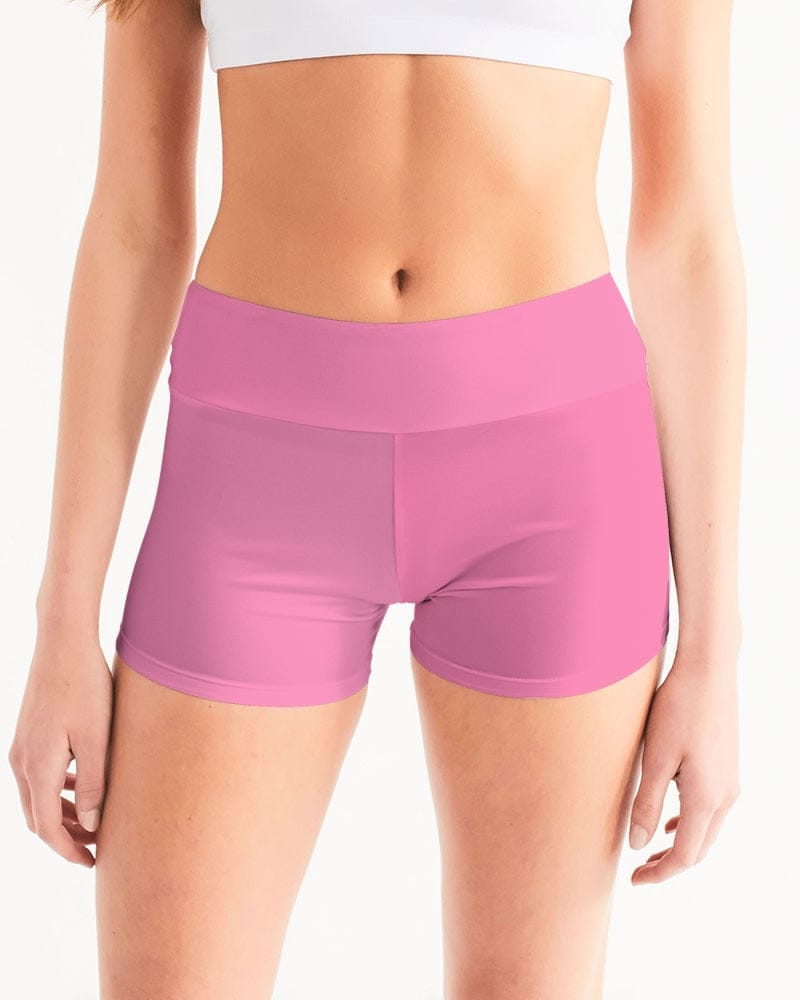 Activewear white base color / XS Power pink Women's All-Over Print Mid-Rise Yoga Shorts