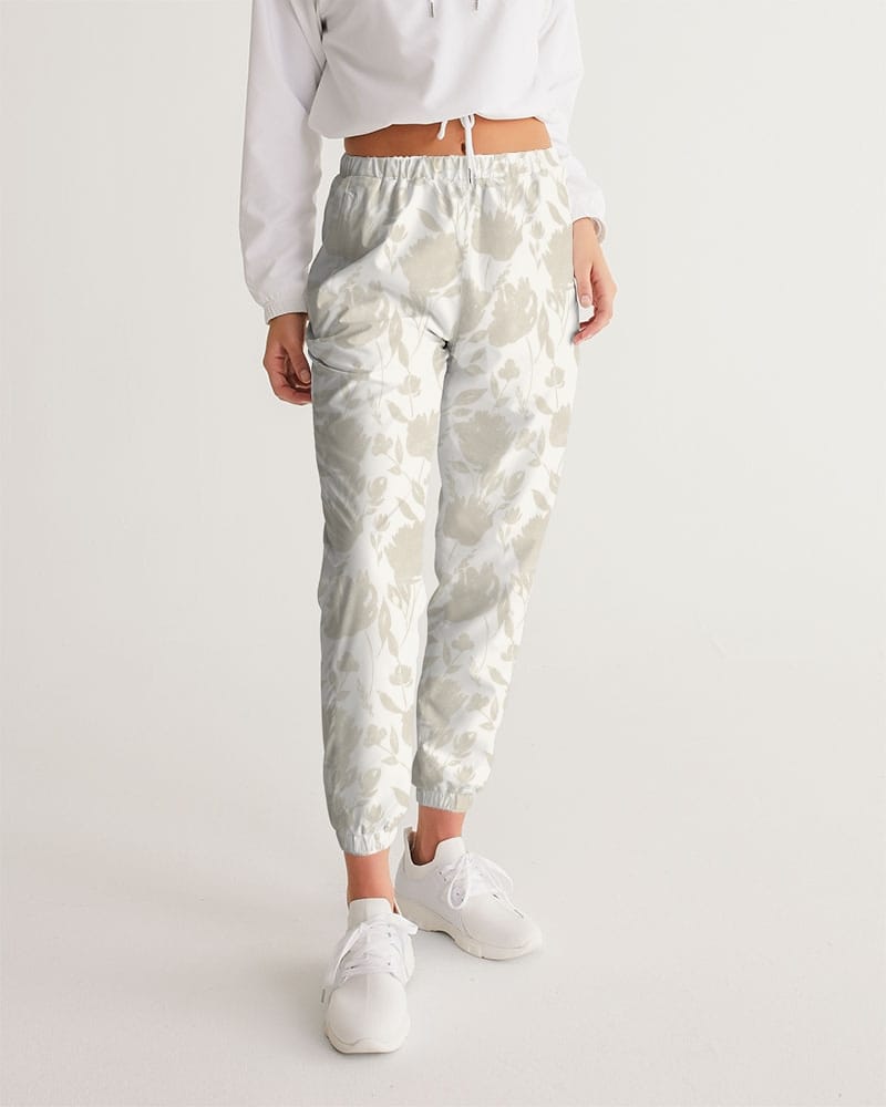 All-Over Print Pants & Shorts white base color / XS French Rose HIgh Waisted Belted Women's Trousers Women's All-Over Print Track Pants