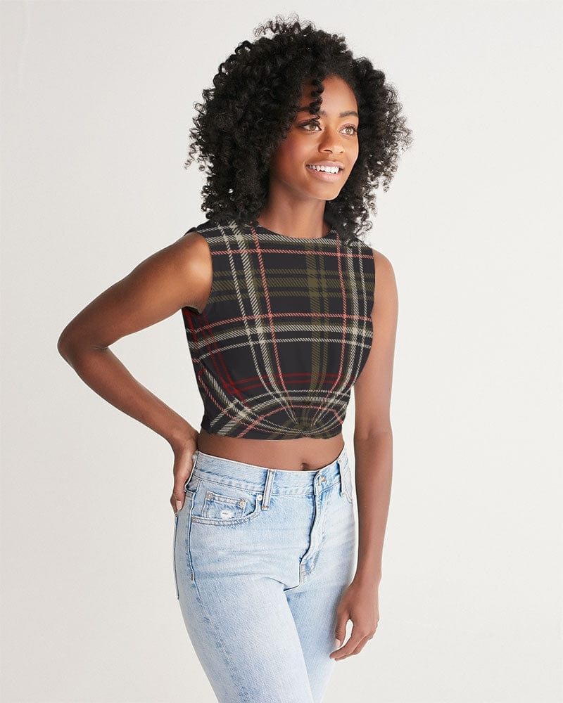 All-Over Print Tees & Tops dark brown plaid Women's All-Over Print Twist-Front Tank