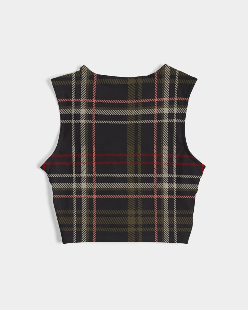 All-Over Print Tees & Tops dark brown plaid Women's All-Over Print Twist-Front Tank