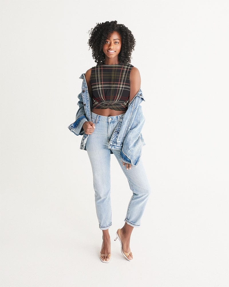 All-Over Print Tees & Tops dark brown plaid Women's All-Over Print Twist-Front Tank