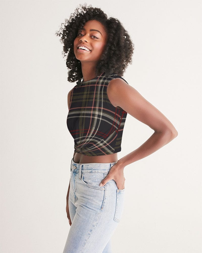 All-Over Print Tees & Tops dark brown plaid Women's All-Over Print Twist-Front Tank