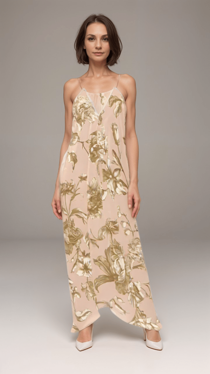 Halterneck backless dress Champagne Bloom Silk Satin Halterneck Backless Dress