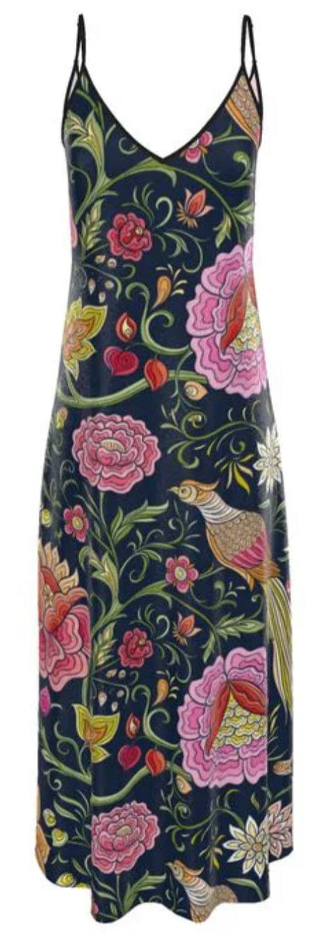 Halterneck backless dress Eastern Garden Pure Silk Slip Dress