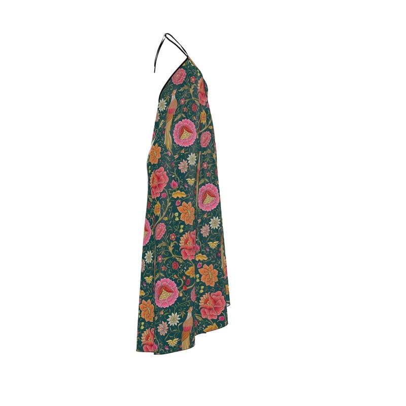 Halterneck backless dress Eastern Garden Pure Silk Slip Dress
