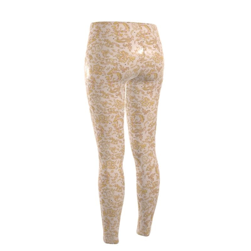 High Waisted Leggings Golden Filligree High Waisted Velour Leggings