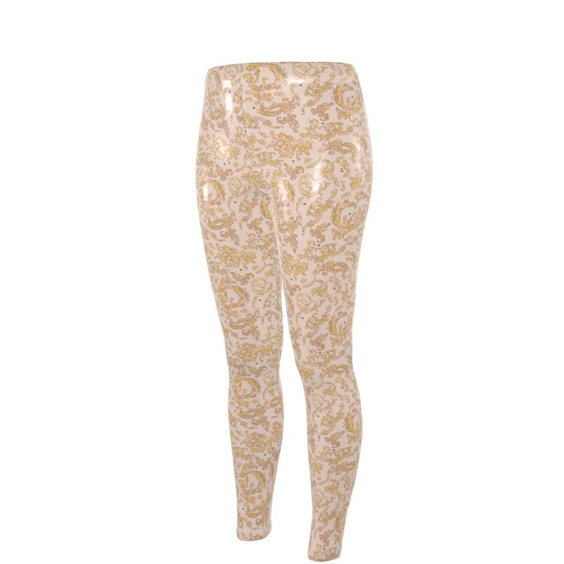 High Waisted Leggings Golden Filligree High Waisted Velour Leggings