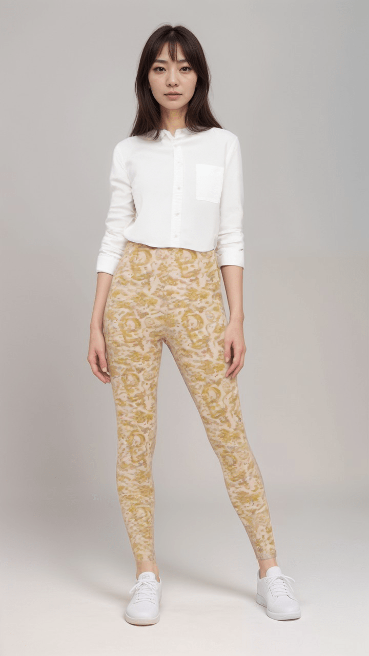 High Waisted Leggings Golden Filligree High Waisted Velour Leggings