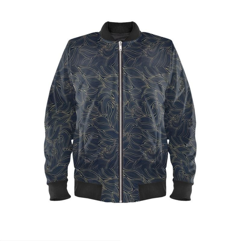 Ladies Bomber Jacket Luxe Noir Waves Women's Bomber Jacket