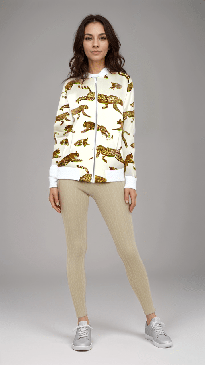 Ladies Bomber Jacket Savannah Leopard Womens Bomber Jacket