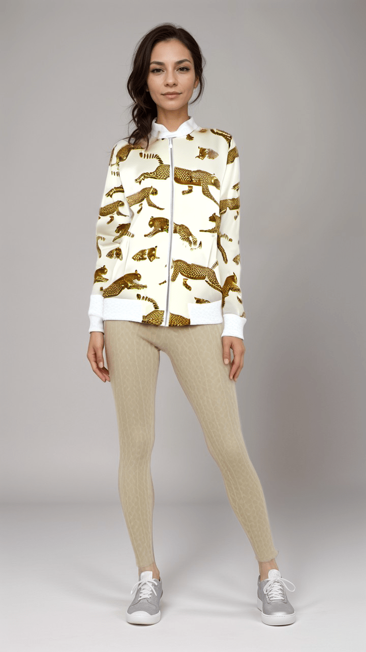 Ladies Bomber Jacket Savannah Leopard Womens Bomber Jacket