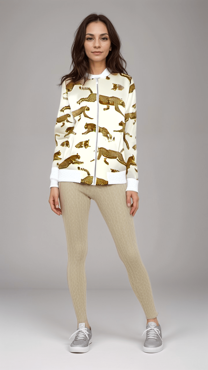 Ladies Bomber Jacket Savannah Leopard Womens Bomber Jacket