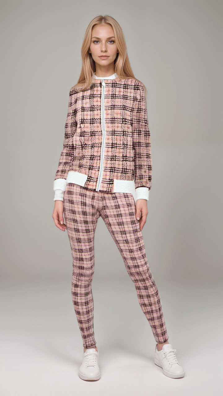 Ladies Bomber Jacket Vintage Blush Plaid Marble Velvet Womens Bomber Jacket