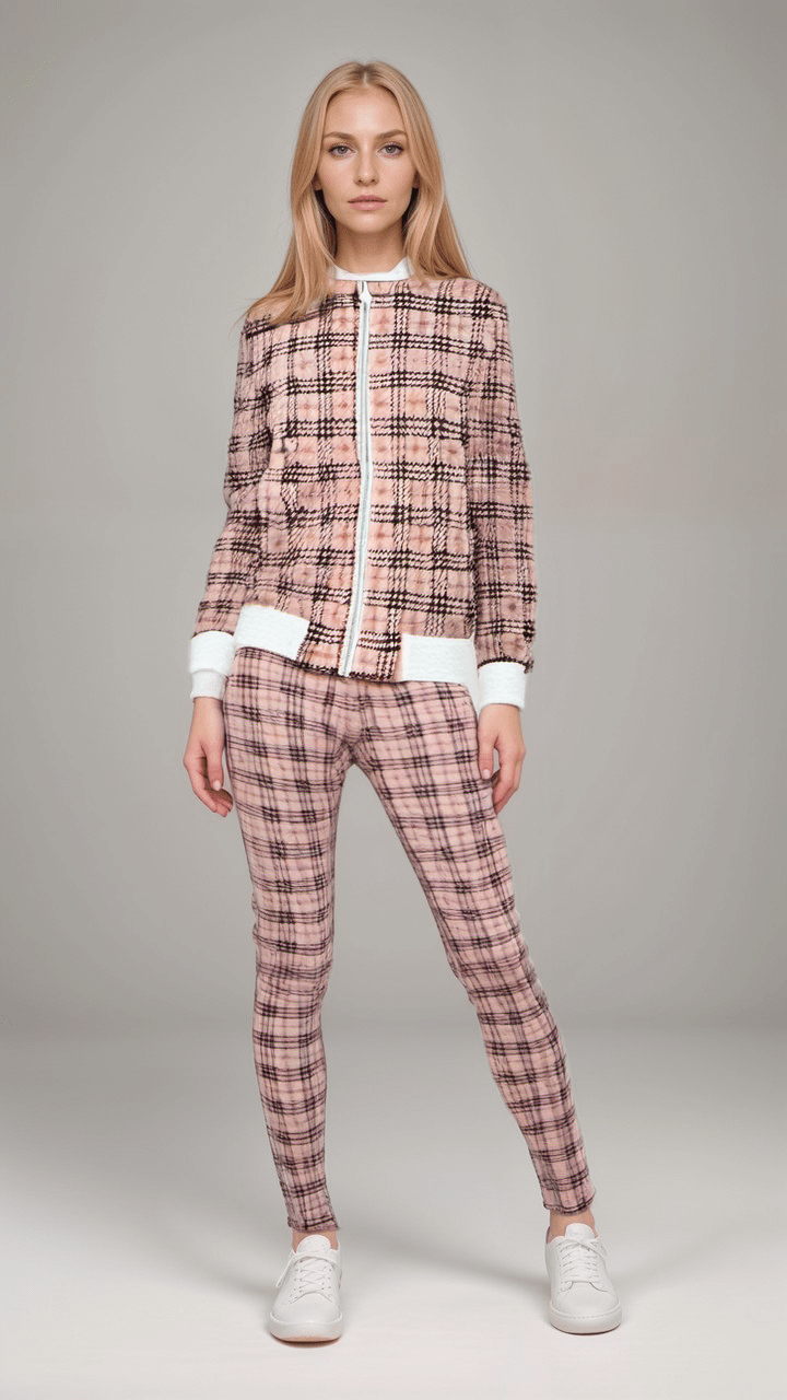 Ladies Bomber Jacket Vintage Blush Plaid Marble Velvet Womens Bomber Jacket