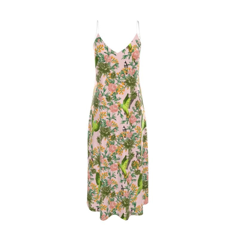 Slip Dress Parrot Garden Iconic Silk Slip Dress