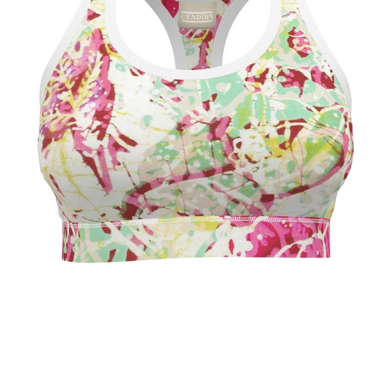 Sports Bra Minty Petal Mosaic Sports Bra