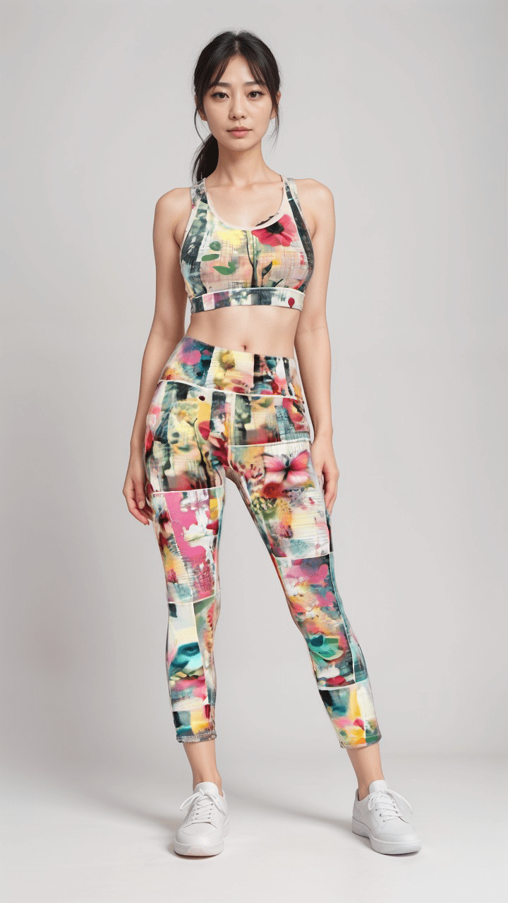 Sports Leggings Garden Collage Womens High Waisted Sports Leggings