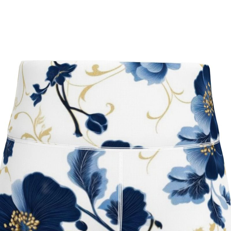 Sports Leggings Gilded Indigo Garden Women's High Waisted Sports Leggings