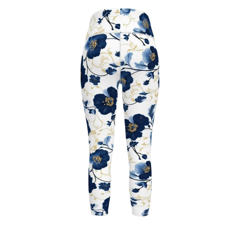 Sports Leggings Gilded Indigo Garden Women's High Waisted Sports Leggings