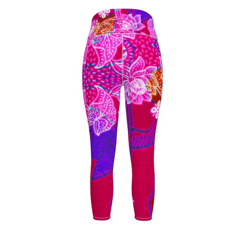 Sports Leggings Hibiscus Whimsy Womens High Waisted Sports Leggings