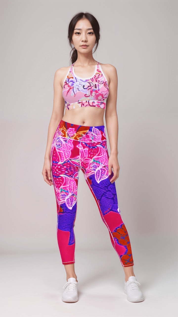 Sports Leggings Hibiscus Whimsy Womens High Waisted Sports Leggings