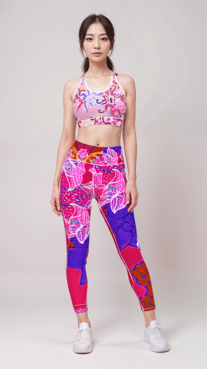 Sports Leggings Hibiscus Whimsy Womens High Waisted Sports Leggings