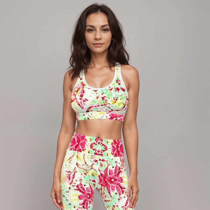 Sports Leggings Minty Petal Bloom Womens High Waisted Sports Leggings