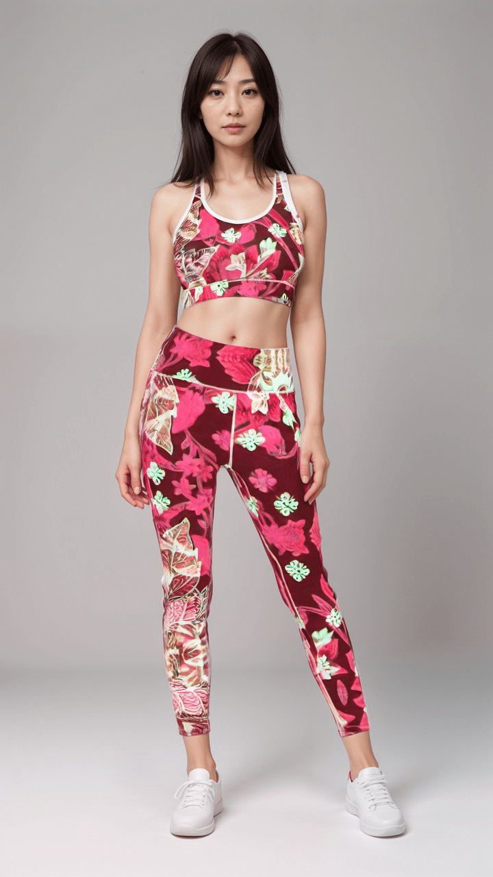 Sports Leggings Scarlet Flora Dream Womens High Waisted Sports Leggings
