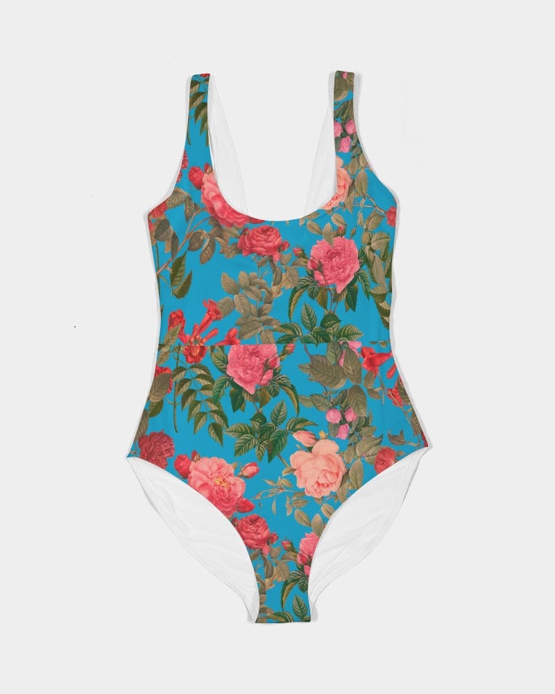 Swimwear Fun Blue Roses Women's All-Over Print One-Piece Swimsuit