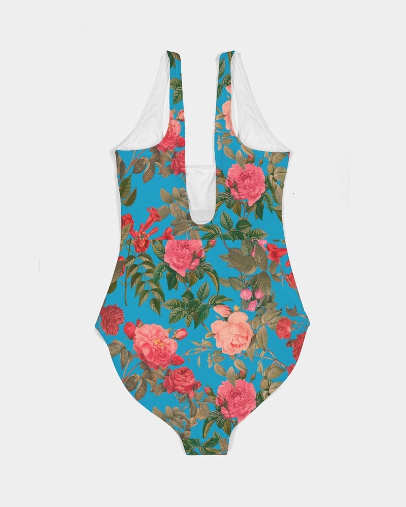 Swimwear Fun Blue Roses Women's All-Over Print One-Piece Swimsuit