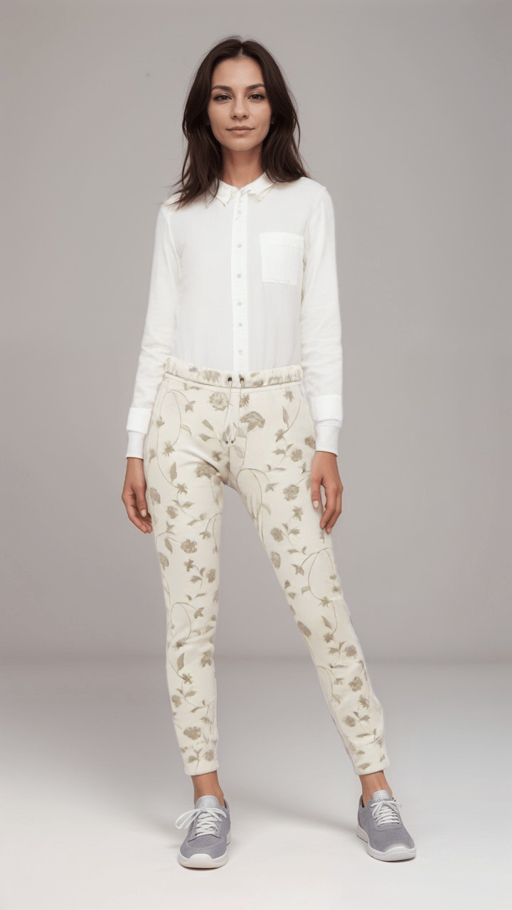 Womens Jogging Bottoms Ivory Blossom Vine Womens Joggers