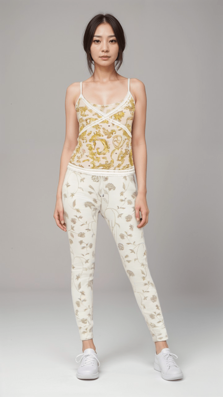Womens Jogging Bottoms Ivory Blossom Vine Womens Joggers