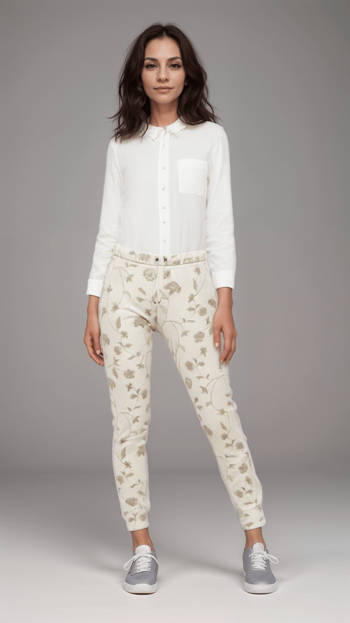 Womens Jogging Bottoms Ivory Blossom Vine Womens Joggers