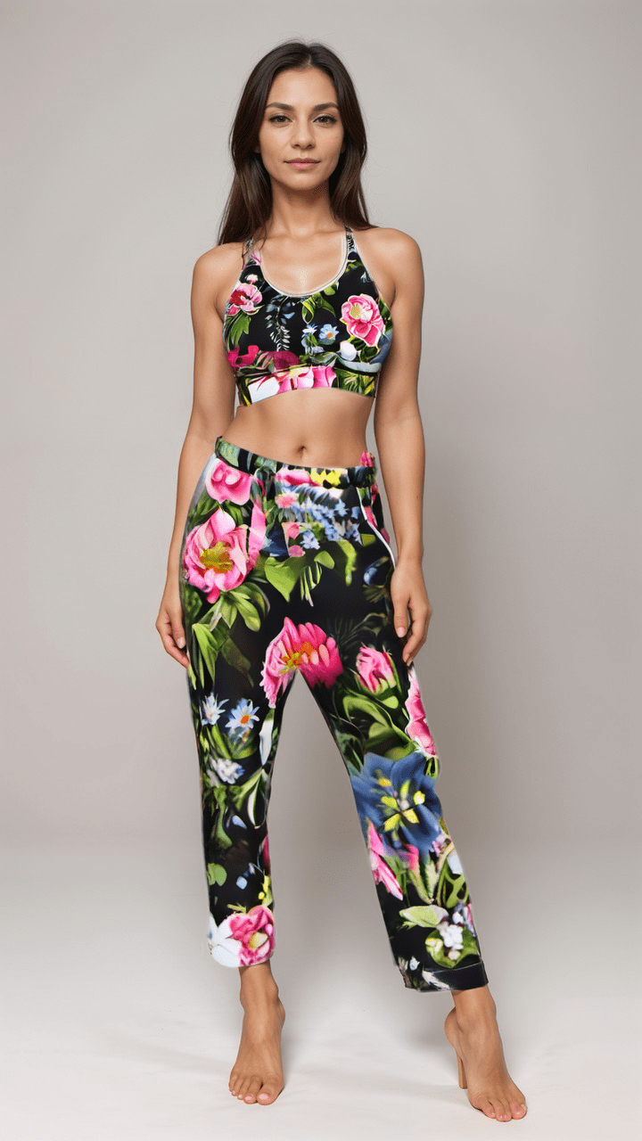Womens Trousers Botanical Noir Womens Satin Trousers