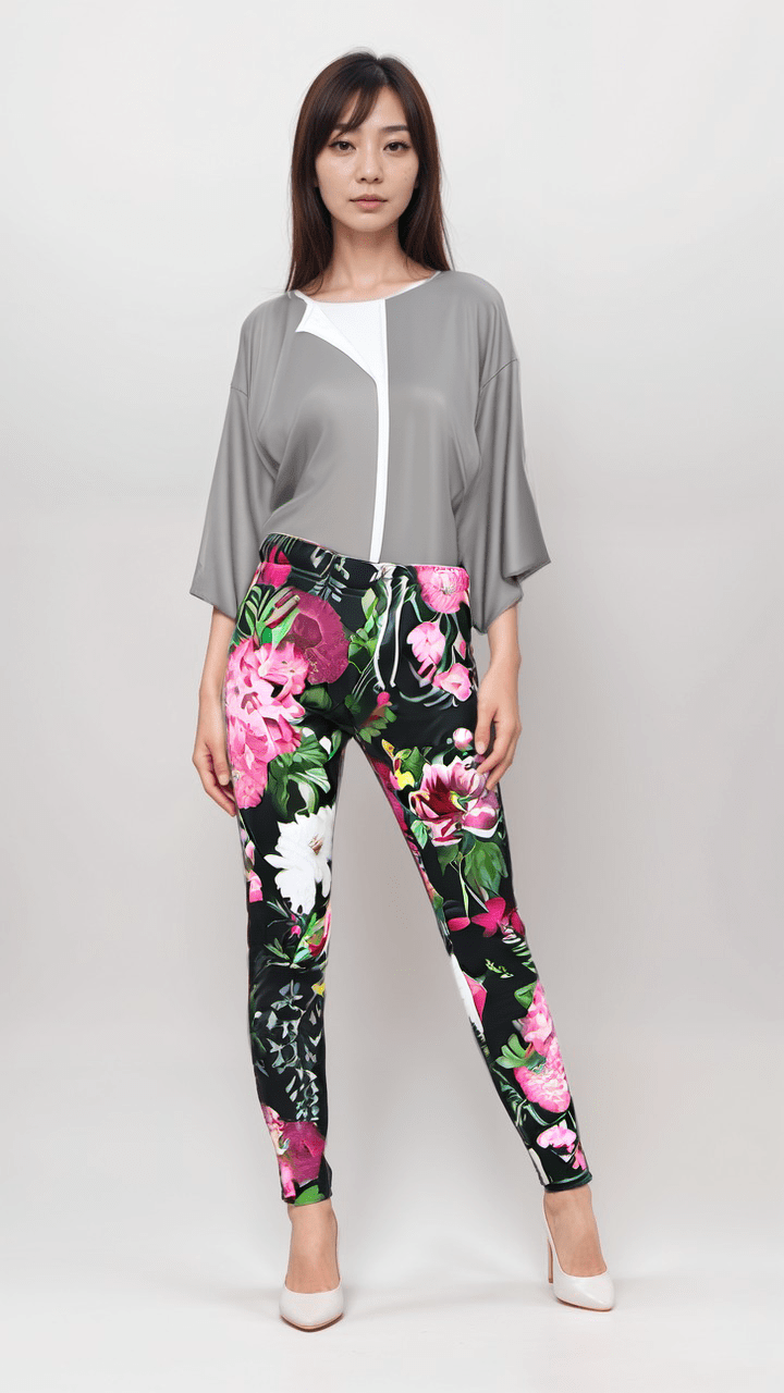 Womens Trousers Botanical Noir Womens Satin Trousers