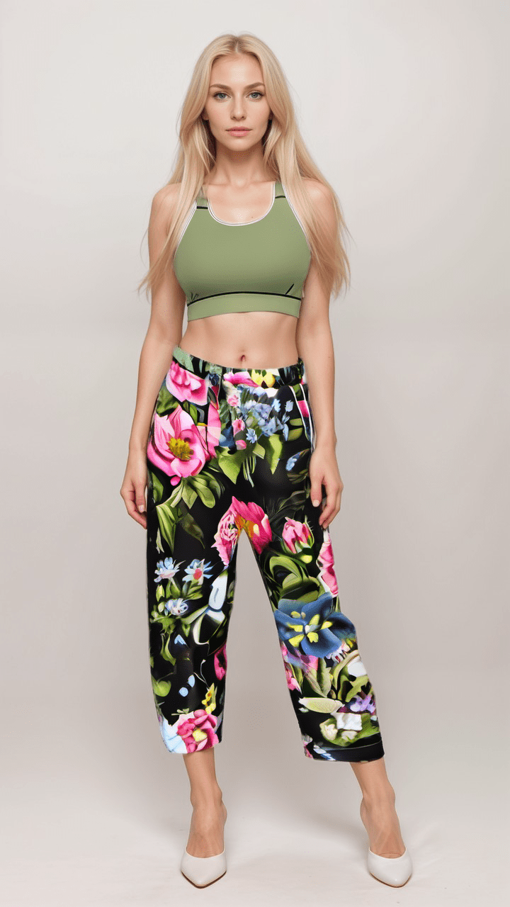 Womens Trousers Botanical Noir Womens Satin Trousers