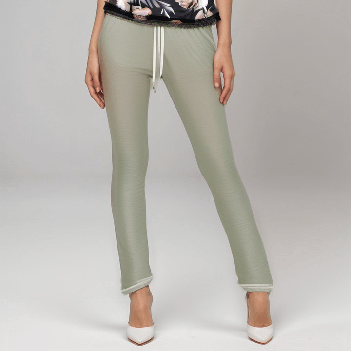 Womens Trousers Dusty Olive Womens Satin Trousers