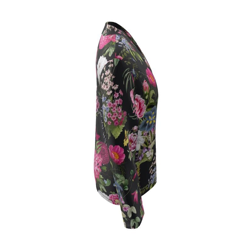 Wrap Blazer Botanical Noir Satin Wrap Blazer