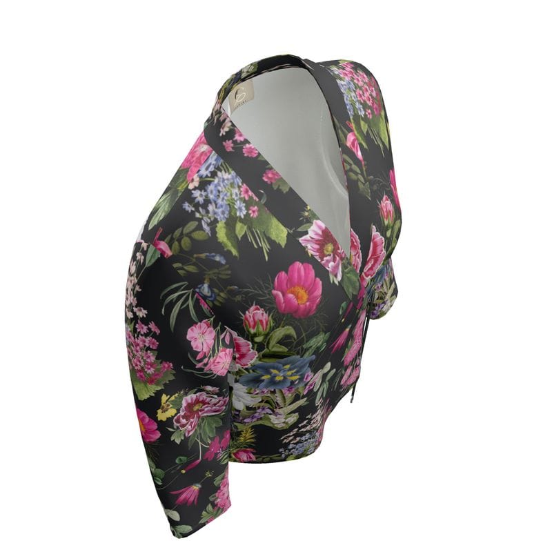 Wrap Blazer Botanical Noir Satin Wrap Blazer