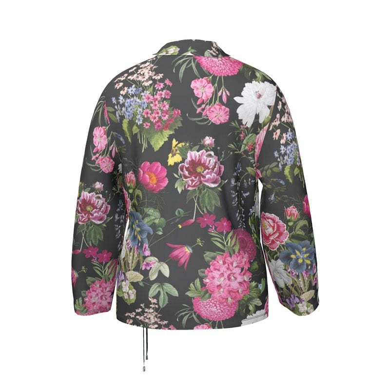 Wrap Blazer Botanical Noir Satin Wrap Blazer