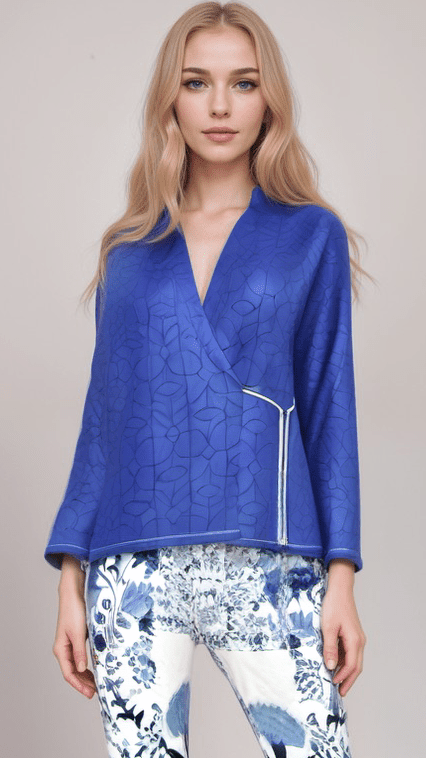 Wrap Blazer Cobalt Blue Womens Satin Wrap Blazer