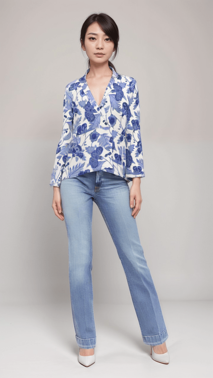 Wrap Blazer Cobalt Garden Women's Wrap Blazer