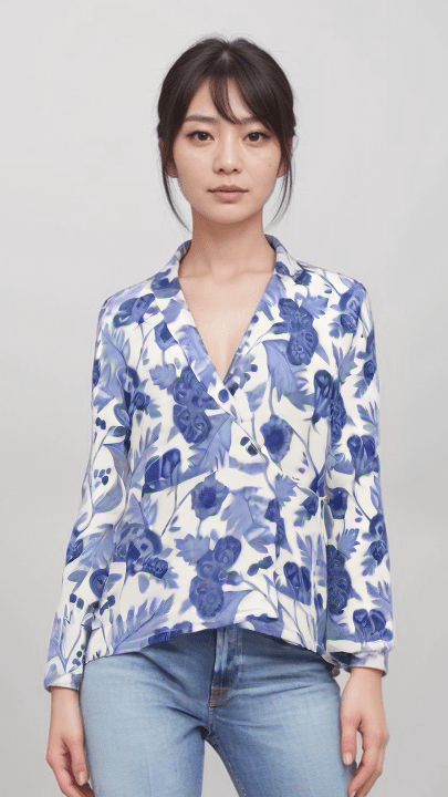 Wrap Blazer Cobalt Garden Women's Wrap Blazer