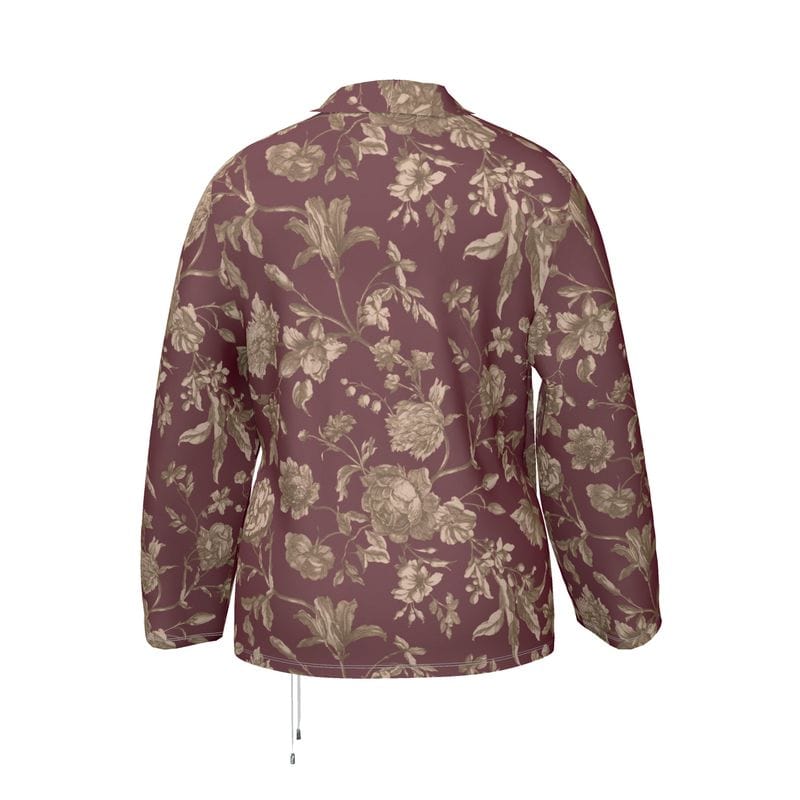 Wrap Blazer Crimson Luxe Blossom Womens Satin Wrap Blazer