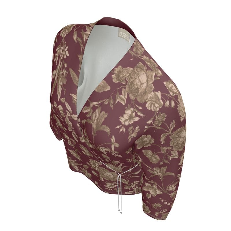 Wrap Blazer Crimson Luxe Blossom Womens Satin Wrap Blazer