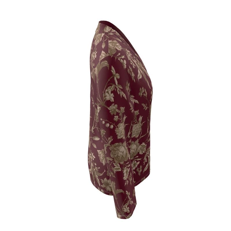 Wrap Blazer Crimson Luxe Blossom Womens Satin Wrap Blazer