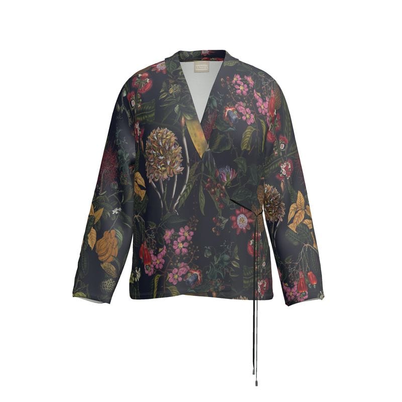 Wrap Blazer Eclipse Botanical Womens Satin Wrap Blazer