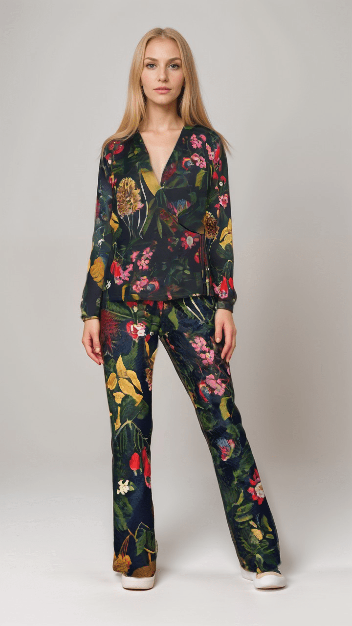 Wrap Blazer Eclipse Botanical Womens Satin Wrap Blazer